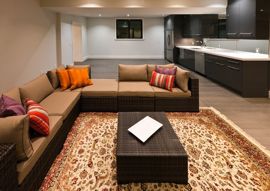 Basement entertainment room in new luxury house